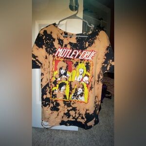 Cut and Bleach dyed t shirt Motley Crue